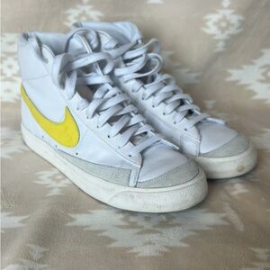 Women's White and Yellow High-Top Sneakers